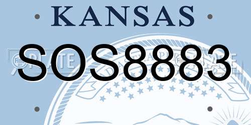 SOS8883 Kansas License Plate