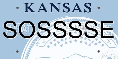 SOSSSSE Kansas License Plate