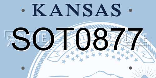 SOT0877 Kansas License Plate