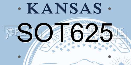SOT625 Kansas License Plate