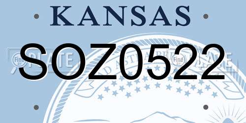 SOZ0522 Kansas License Plate
