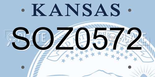 SOZ0572 Kansas License Plate