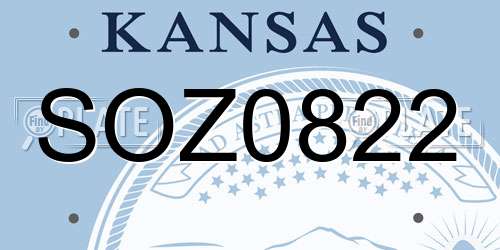 SOZ0822 Kansas License Plate