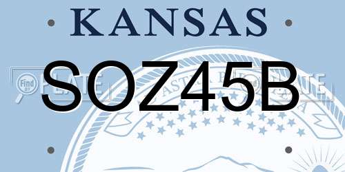 SOZ45B Kansas License Plate