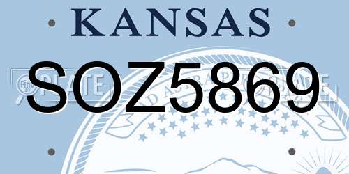 SOZ5869 Kansas License Plate