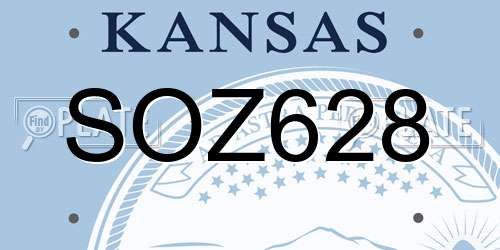 SOZ628 Kansas License Plate