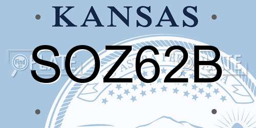 SOZ62B Kansas License Plate