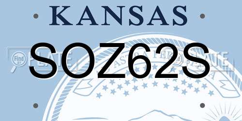 SOZ62S Kansas License Plate