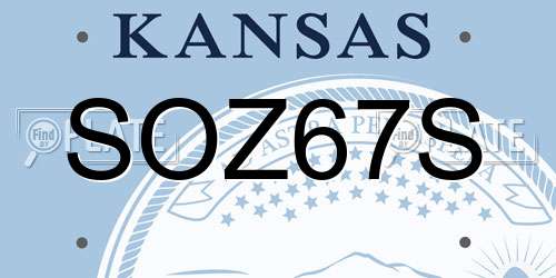 SOZ67S Kansas License Plate
