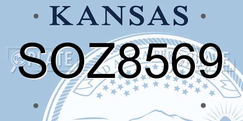 SOZ8569 Kansas License Plate