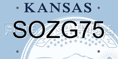 SOZG75 Kansas License Plate