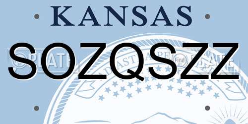 SOZQSZZ Kansas License Plate