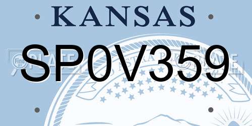 SP0V359 Kansas License Plate