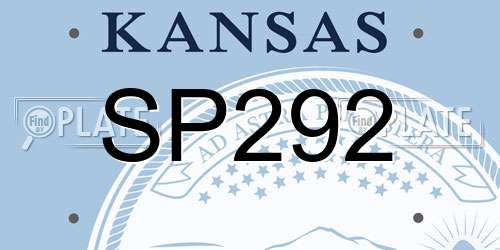 SP292 Kansas License Plate