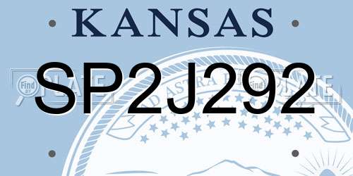 SP2J292 Kansas License Plate