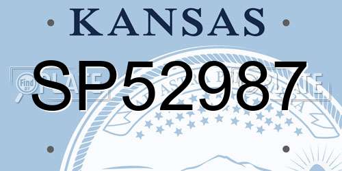 SP52987 Kansas License Plate