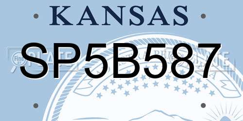 SP5B587 Kansas License Plate