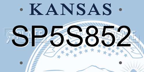 SP5S852 Kansas License Plate