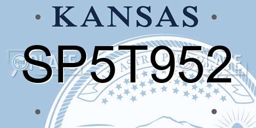 SP5T952 Kansas License Plate