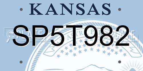 SP5T982 Kansas License Plate