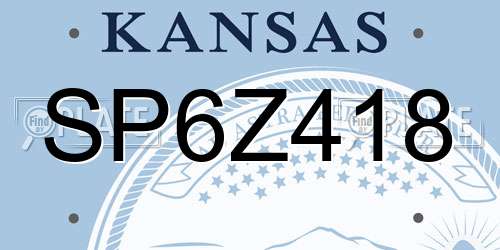 SP6Z418 Kansas License Plate