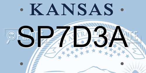 SP7D3A Kansas License Plate
