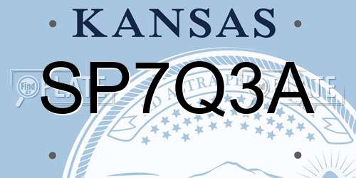 SP7Q3A Kansas License Plate