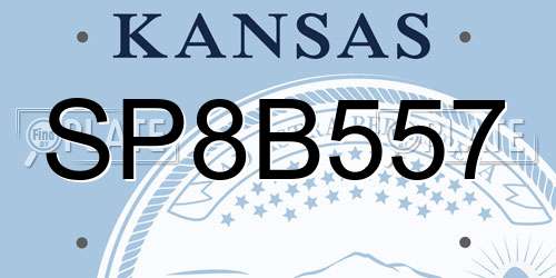 SP8B557 Kansas License Plate