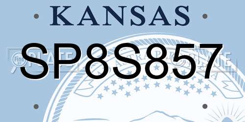 SP8S857 Kansas License Plate