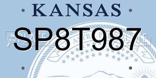 SP8T987 Kansas License Plate