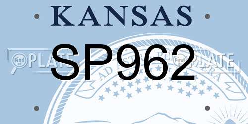 SP962 Kansas License Plate