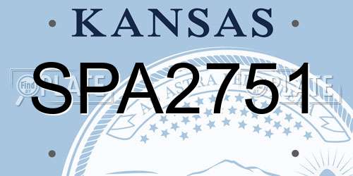 SPA2751 Kansas License Plate