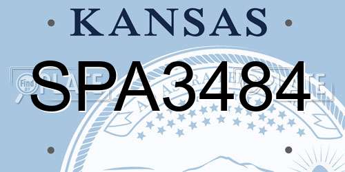 SPA3484 Kansas License Plate
