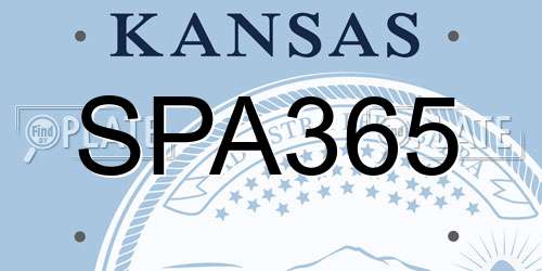SPA365 Kansas License Plate