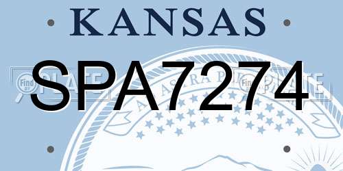 SPA7274 Kansas License Plate