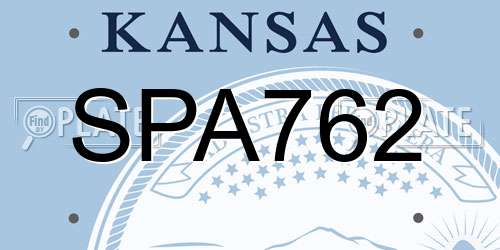 SPA762 Kansas License Plate