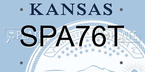 SPA76T Kansas License Plate
