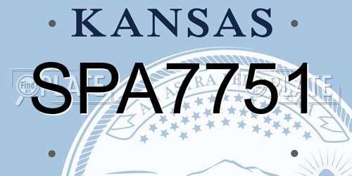 SPA7751 Kansas License Plate