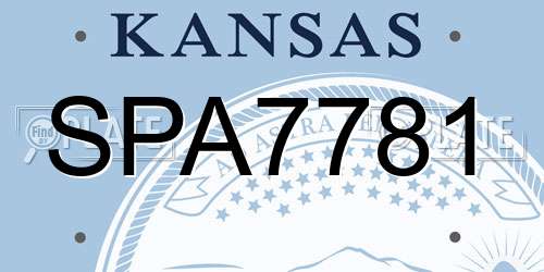 SPA7781 Kansas License Plate
