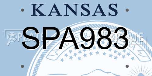 SPA983 Kansas License Plate