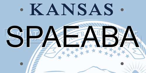 SPAEABA Kansas License Plate