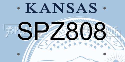 SPZ808 Kansas License Plate