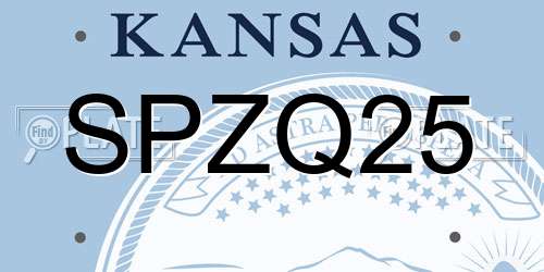 SPZQ25 Kansas License Plate