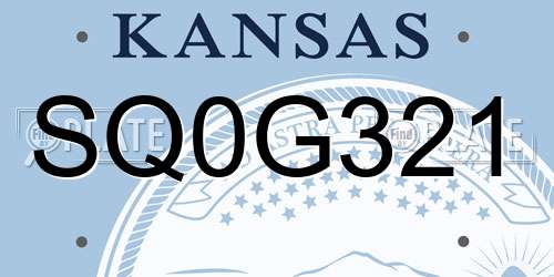 SQ0G321 Kansas License Plate
