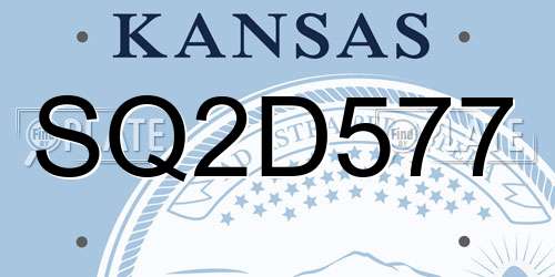 SQ2D577 Kansas License Plate