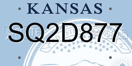 SQ2D877 Kansas License Plate