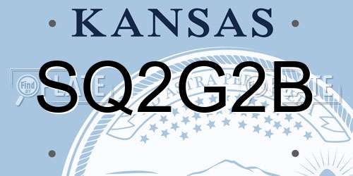 SQ2G2B Kansas License Plate
