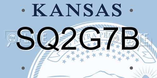 SQ2G7B Kansas License Plate