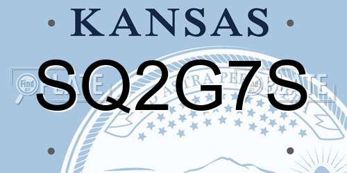 SQ2G7S Kansas License Plate