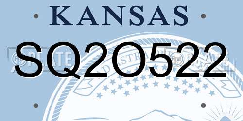 SQ2O522 Kansas License Plate
